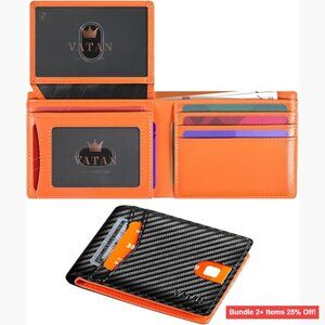 Slim RFID Blocking Leather Wallet for Men, Holds 15 Cards, Bifold Minimalist